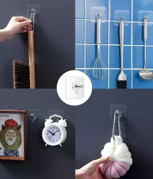 Crochet Auto-Adhésif pour Cadre Photo de Bain, Cintres Muraux Transparents et Sans Couture, Porte-Autocollant Mural pour Horloge de Face, N64 3