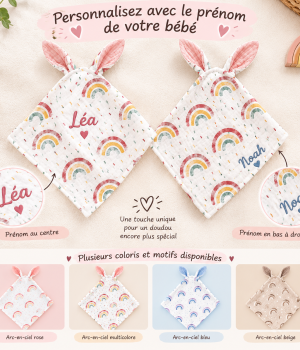 Couverture bébé en mousseline avec oreilles de lapin 🐰