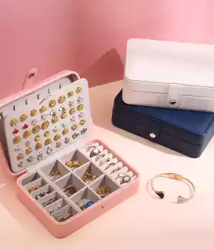 Boîte à bijoux de voyage à double compartiment