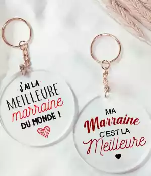 Porte-clés « Meilleure marraine du monde » en acrylique