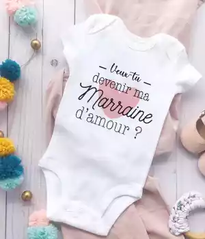 Body bébé « Veux-tu être ma marraine ? » – Demande de marraine