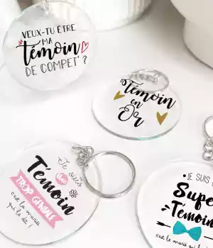 Porte-clés « Veux-tu être mon témoin ? » en acrylique